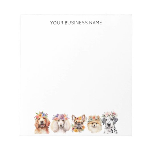 Schattige honden met bloemkroon, waterverf notitieblok (Voorkant)