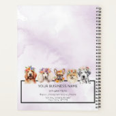 Schattige honden met bloemkroon, waterverf paarse planner (Achterkant)