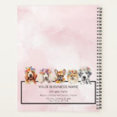 Schattige honden met bloemkroon, waterverf roze planner (Achterkant)