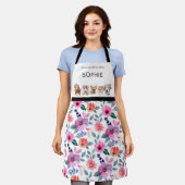 Schattige honden met bloemkroon, waterverf schort (Gedragen)