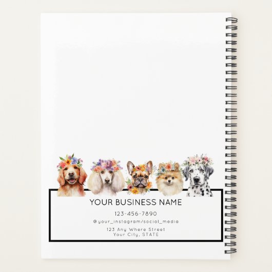 Schattige honden met bloemkroon, waterverf wit planner (Achterkant)