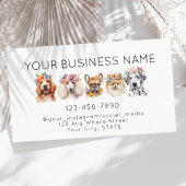 Schattige honden met bloemkroon, waterverf wit visitekaartje