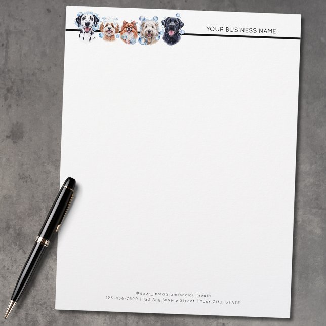 Schattige honden met bubbels, waterverf briefhoofd (Creator heeft geüpload)