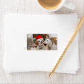 Schattige Honden Met Kerstman Hoed Etiket (Insitu)