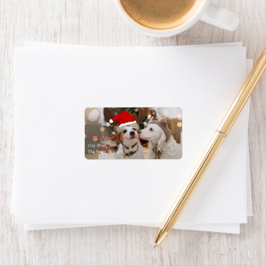 Schattige honden met Santa Hat Etiket (Insitu)