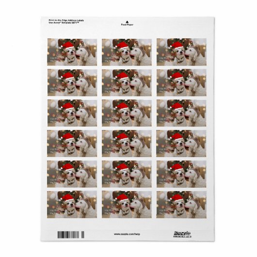 Schattige honden met Santa Hat Etiket (Full Sheet)