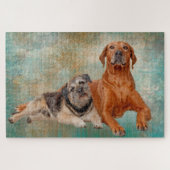 Schattige honden op kunst legpuzzel (Horizontaal)