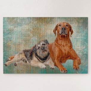 Schattige honden op kunst legpuzzel