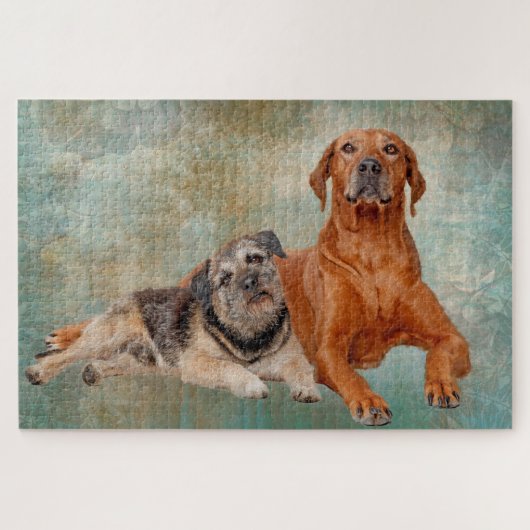 Schattige honden op kunst legpuzzel (Horizontaal)
