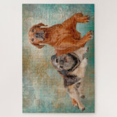 Schattige honden op kunst legpuzzel (Verticaal)