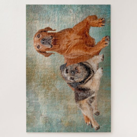 Schattige honden op kunst legpuzzel (Verticaal)