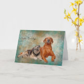 Schattige honden op ontkoppeling van kunst op zate kaart (Gele Bloem)