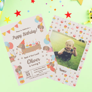 Schattige Honden Verjaardag Dachshund Feestje  Kaart