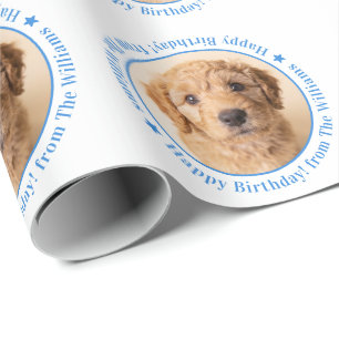 Schattige Honden Verjaardag met Foto Cadeaupapier