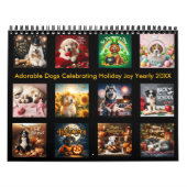 Schattige honden vieren feestvreugde jaarlijks 20X Kalender (Hoes)