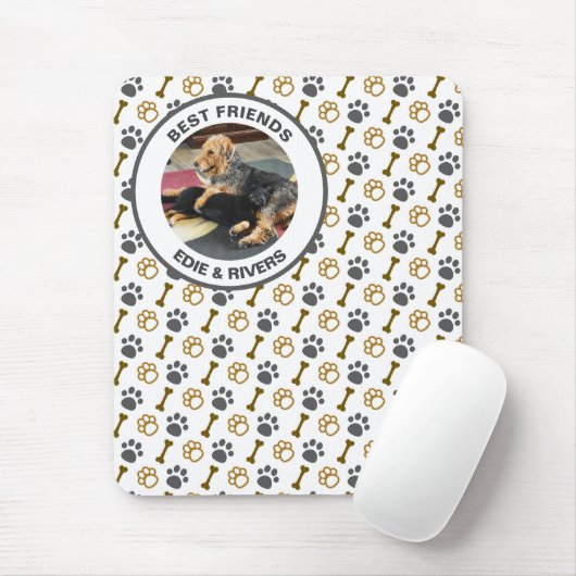 Schattige Hondenbot en Voet Prints Mousepad Muismat (Met muis)