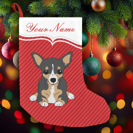 Schattige Hondendriekleur Chihuahua rode strepen Kleine Kerstsok
