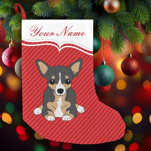 Schattige Hondendriekleur Chihuahua rode strepen Kleine Kerstsok