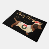 Schattige hondenfamilie: moderne klassieke zwarte  deurmat (Schuin)