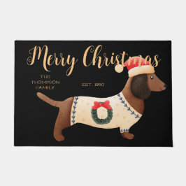 Schattige hondenfamilie: moderne klassieke zwarte  deurmat