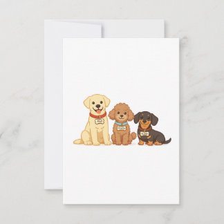 Schattige Hondenfamilie Vector Illustratie Bedankkaart