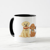 Schattige Hondenfamilie Vector Illustratie Mok (Voorkant links)