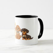 Schattige Hondenfamilie Vector Illustratie Mok (Voorkant rechts)