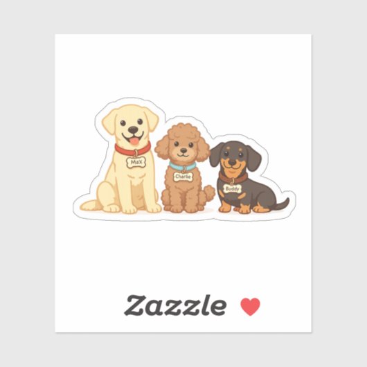 Schattige Hondenfamilie Vector Illustratie Sticker (Vel)