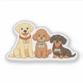 Schattige Hondenfamilie Vector Illustratie Sticker (Voorkant)