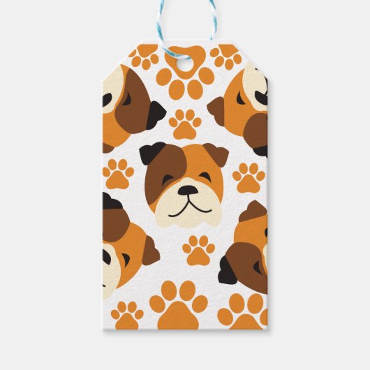 Schattige hondengezicht en poten cadeaulabel (Voorkant)