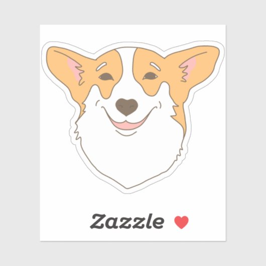 Schattige Hondengezicht Tekening Corgi Lachend Sticker (Vel)