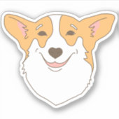 Schattige Hondengezicht Tekening Corgi Lachend Sticker (Voorkant)