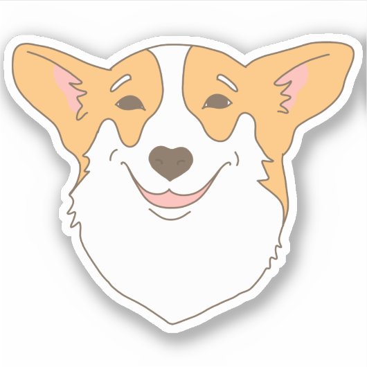 Schattige Hondengezicht Tekening Corgi Lachend Sticker (Voorkant)