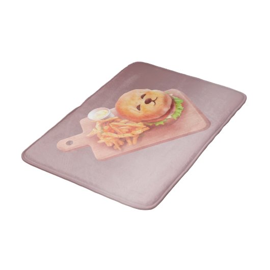 Schattige Hondengezichtsburger met Fries Badmat (Gekanteld)