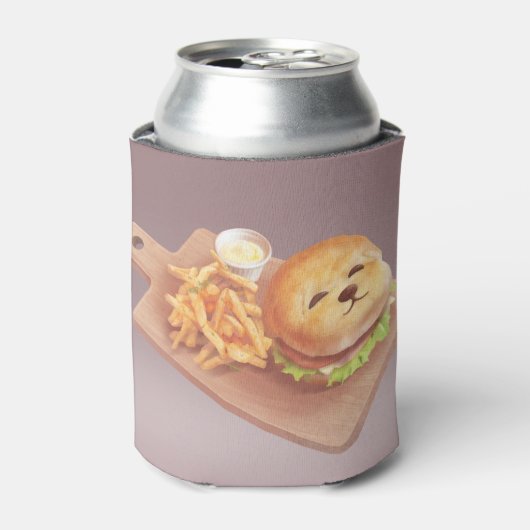 Schattige Hondengezichtsburger met Fries Blikjeskoeler (Blikje Voorkant)
