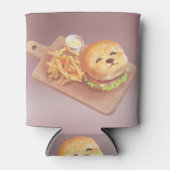 Schattige Hondengezichtsburger met Fries Blikjeskoeler (Voorkant)