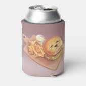 Schattige Hondengezichtsburger met Fries Blikjeskoeler (Blikje Achterkant)