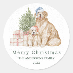 Schattige hondengroen Kerst Ronde Sticker