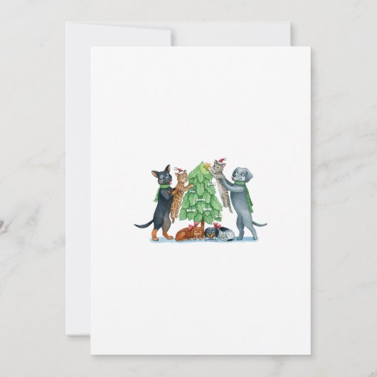 Schattige Hondenkat Kerstfeest Kaart (Achterkant)
