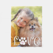 Schattige Hondenliefde Poot Print Foto Aangepast Fleece Deken (Voorkant)