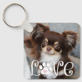 Schattige Hondenliefde Poot Print Foto Aangepast Sleutelhanger (Voorkant)