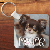 Schattige Hondenliefde Poot Print Foto Aangepast Sleutelhanger (Voorkant)
