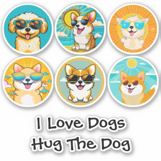 Schattige Hondenliefhebber Rond Sticker (Voorkant)