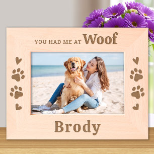 Schattige Hondenliefhebber - WOOF - Gepersonalisee Gegraveerde Lijstjes