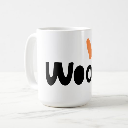 Schattige Hondenliefhebbers "Woof" 15 oz Koffie Mo Koffiemok (Voorkant links)
