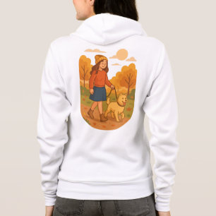 Schattige hondenmoeder die pup in knus bos wandelt hoodie
