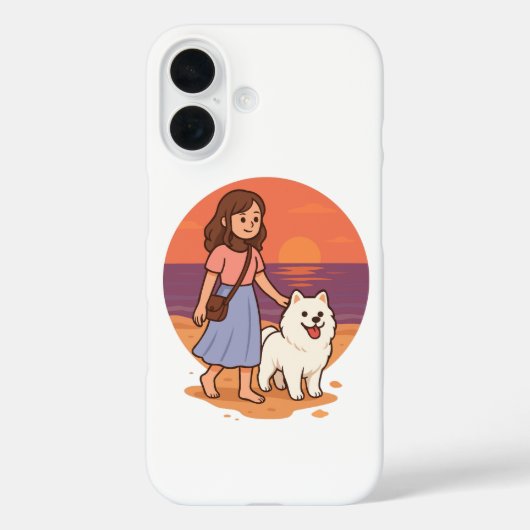 Schattige hondenmoeder loopt met pluizige pup op d Case-Mate iPhone case (Achterkant)