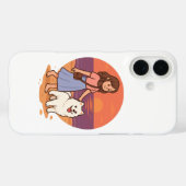 Schattige hondenmoeder loopt met pluizige pup op d Case-Mate iPhone case (Achterkant (horizontaal))