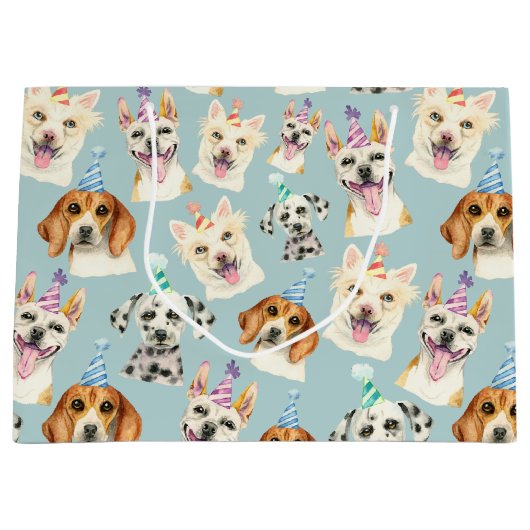 Schattige Hondenpatroonfeest Pet Verjaardag Groot Cadeauzakje (Voorkant)
