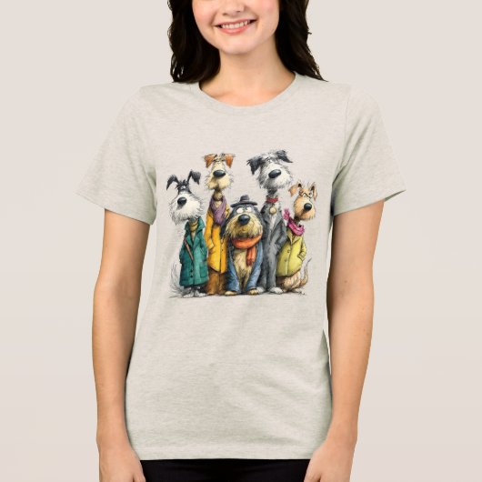 Schattige hondenpersonages Tri-Blend shirt (Voorkant)